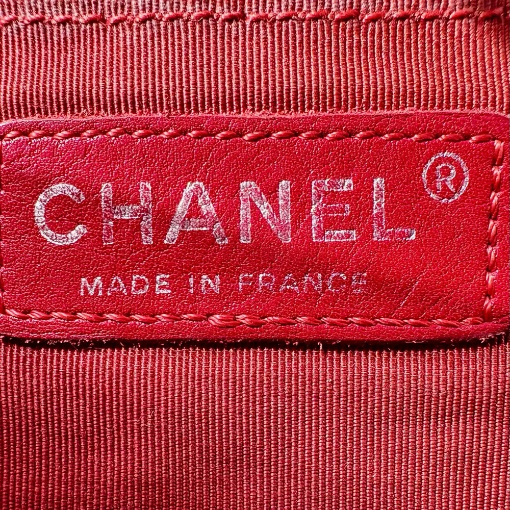 CHANEL Red Lambskin Chevron Flap Bag SHW Lion Hardware - Picture 14 of 16